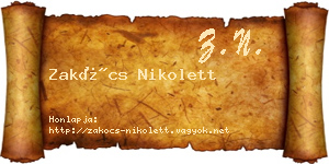 Zakócs Nikolett névjegykártya