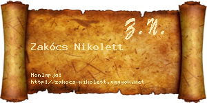 Zakócs Nikolett névjegykártya